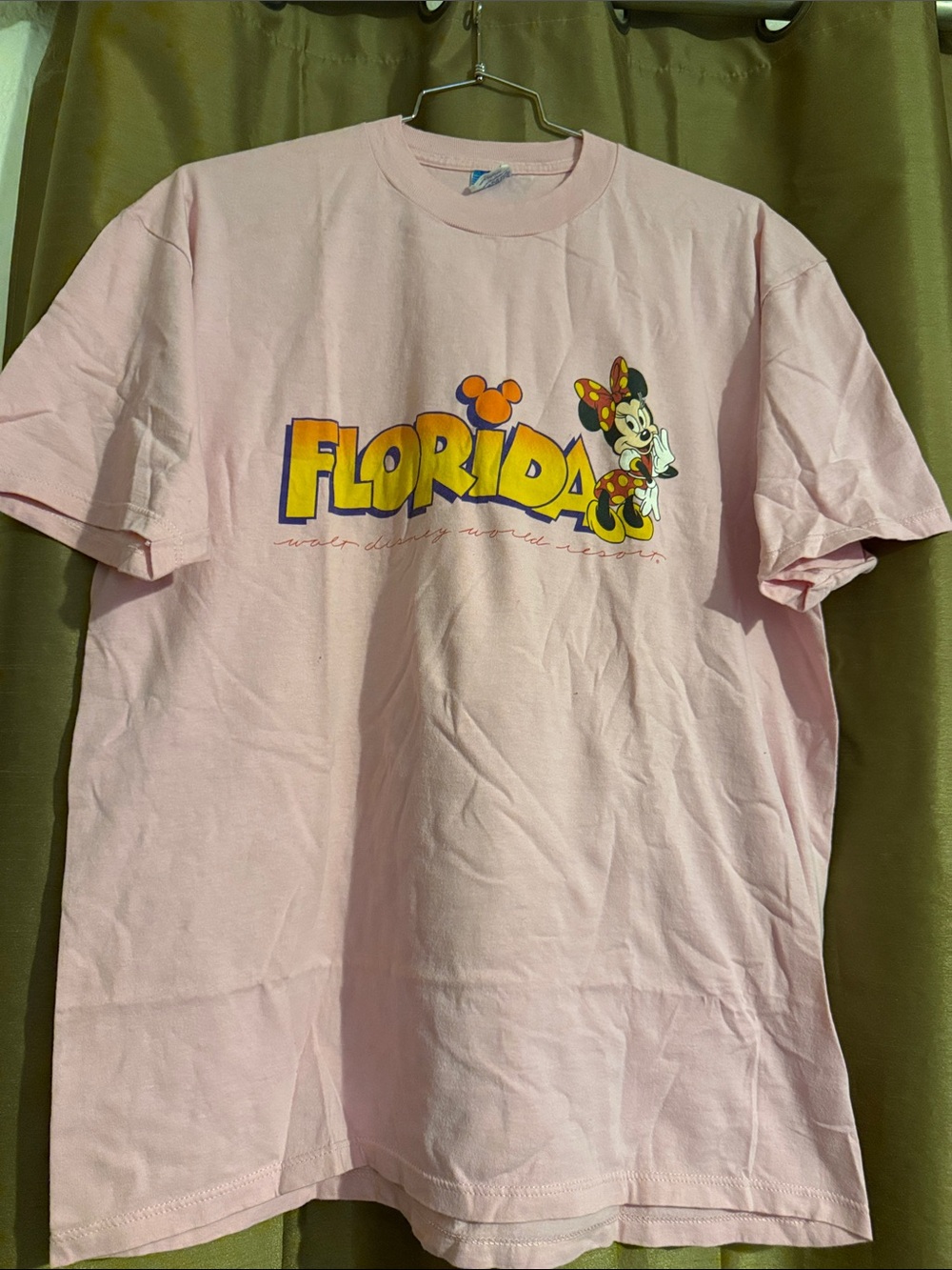 Vintage 80’s Disney Pink Graphic Tee made in USA with Blue Tag , Minnie mouse